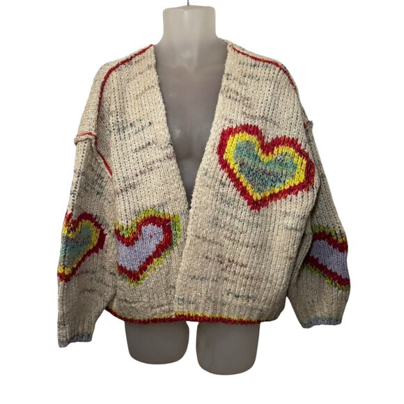 Daily Practice Anthropologie Love Me Heart Chunky Knit Cardigan Oversize XL - Picture 1 of 9